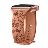 Curea Ceas Apple Watch Silicon Flowers Brown Anca's Store